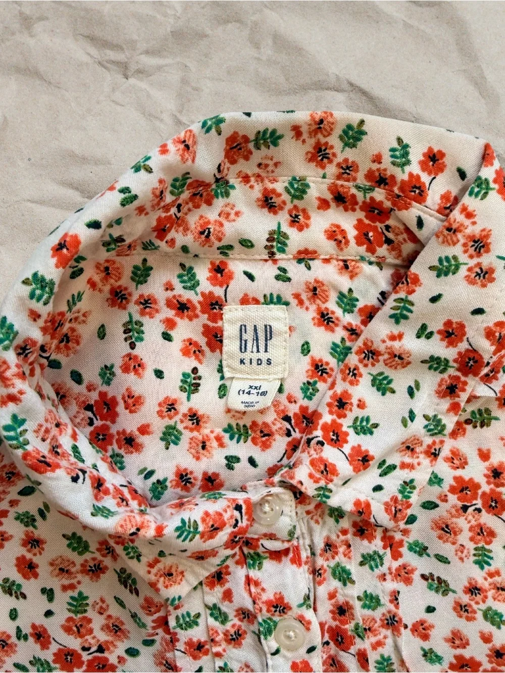Gap Kids Floral Collared Button Front Dress Girls XXL 14-16